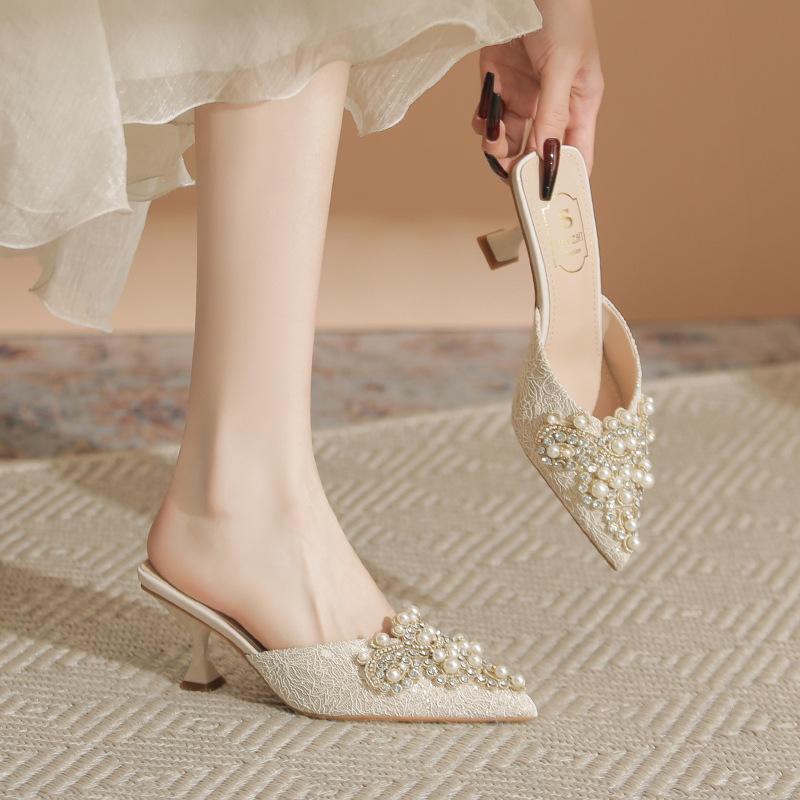 French pearl baotou half slippers women s spring new high heels women s celebrity style light mouth stiletto sandals women 34
French pearl baotou half slippers women s spring new high heels women s celebrity style light mouth stiletto sandals women 34