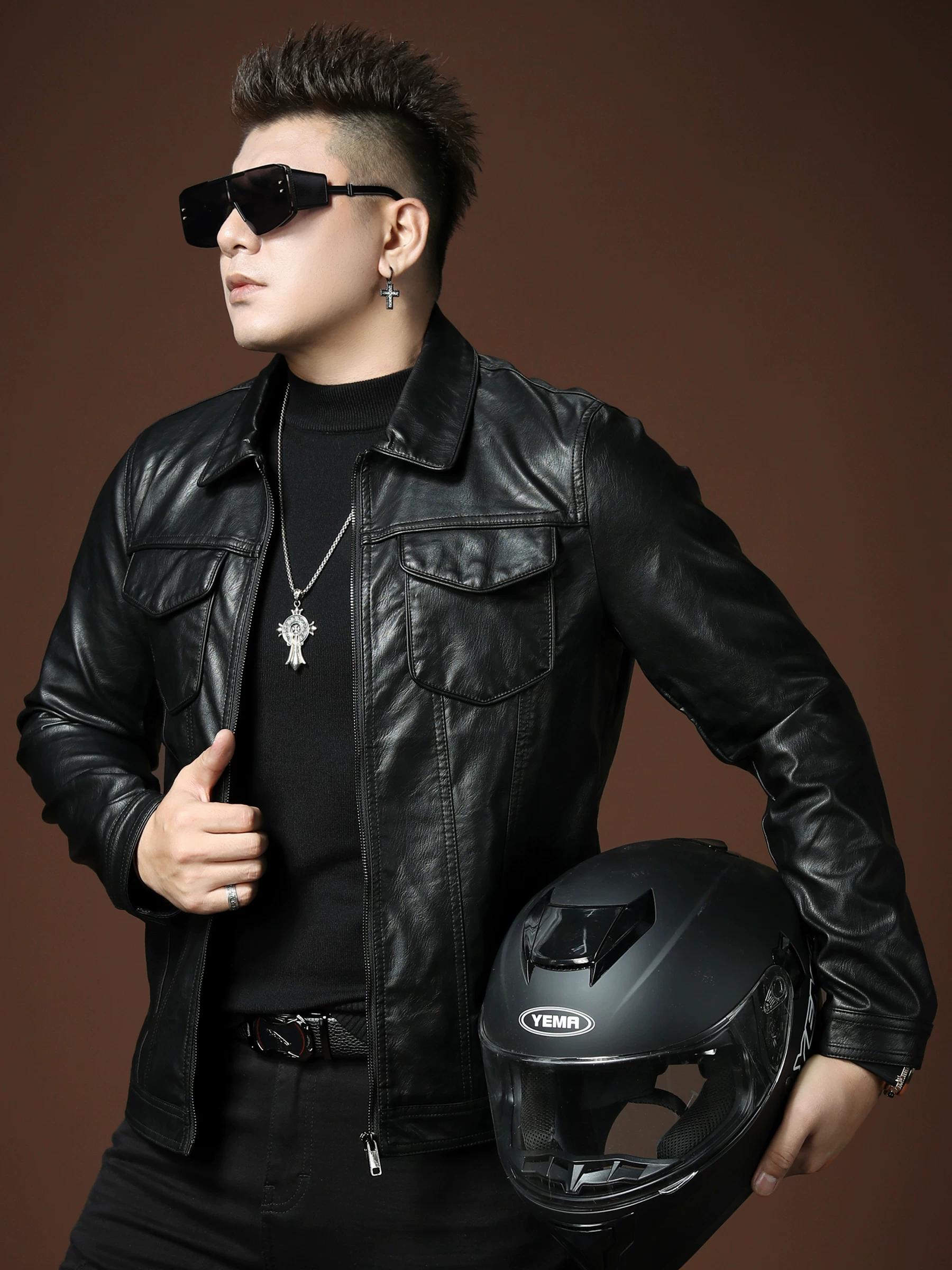 European Style Lapel Leather Jacket for Men 2025 Autumn New Fashion Brand Multi-Pocket Workwear Leather Coat Men s Biker Jacket M чёрный
European Style Lapel Leather Jacket for Men 2025 Autumn New Fashion Brand Multi-Pocket Workwear Leather Coat Men s Biker Jacket M чёрный