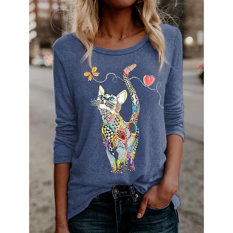 Футболка с принтом кошки, повседневная футболка с длинным рукавом для весны и осени, женская одежда XL
Футболка с принтом кошки, повседневная футболка с длинным рукавом для весны и осени, женская одежда XL