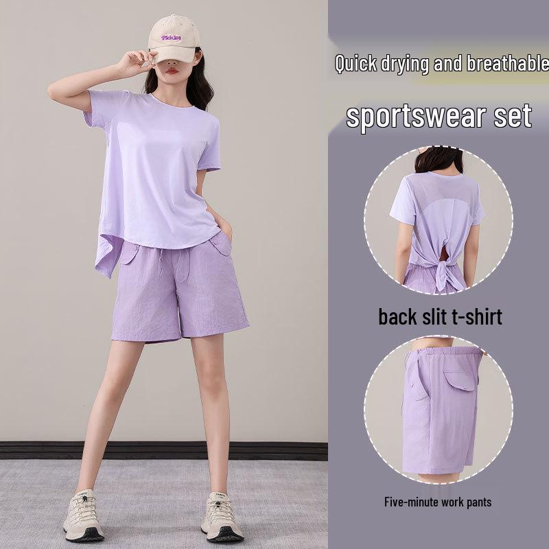 Women s Purple Two-Piece Set: Quick-Dry Ice Silk T-Shirt & Loose Five-Point Cargo Shorts XL
Women s Purple Two-Piece Set: Quick-Dry Ice Silk T-Shirt & Loose Five-Point Cargo Shorts XL