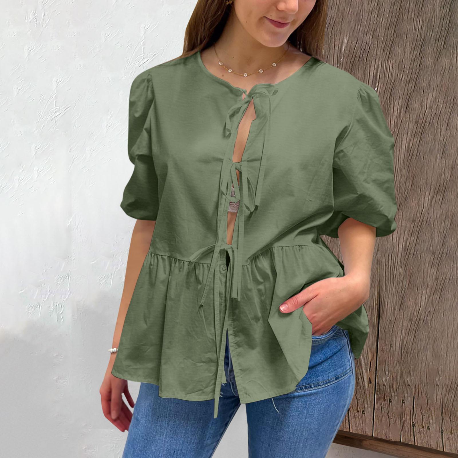 Женский плиссированный однотонный топ с короткими рукавами и v-образным вырезом с короткими рукавами L армия зеленый
Женский плиссированный однотонный топ с короткими рукавами и v-образным вырезом с короткими рукавами L армия зеленый