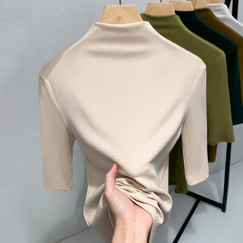 Рубашка с короткими рукавами, женская, женская, Temperament, однотонная футболка с полувысоким воротником, топ с рукавами-пятью XXXL абрикосовый
Рубашка с короткими рукавами, женская, женская, Temperament, однотонная футболка с полувысоким воротником, топ с рукавами-пятью XXXL абрикосовый