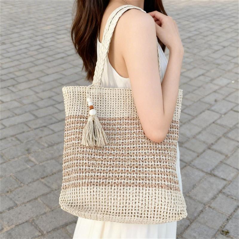 Women Straw Tote Bag Large Capacity Woven Handbag Summer Beach Bag Tassel Decor Boho Shoulder Bag Handmade Rattan Tote бежевий
Women Straw Tote Bag Large Capacity Woven Handbag Summer Beach Bag Tassel Decor Boho Shoulder Bag Handmade Rattan Tote бежевий