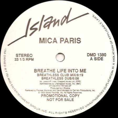12inch Record MICA PARIS - Breathe Life Into Me DMD1380 Island Records 1989 US Dance & Electronica Used
12inch Record MICA PARIS - Breathe Life Into Me DMD1380 Island Records 1989 US Dance & Electronica Used