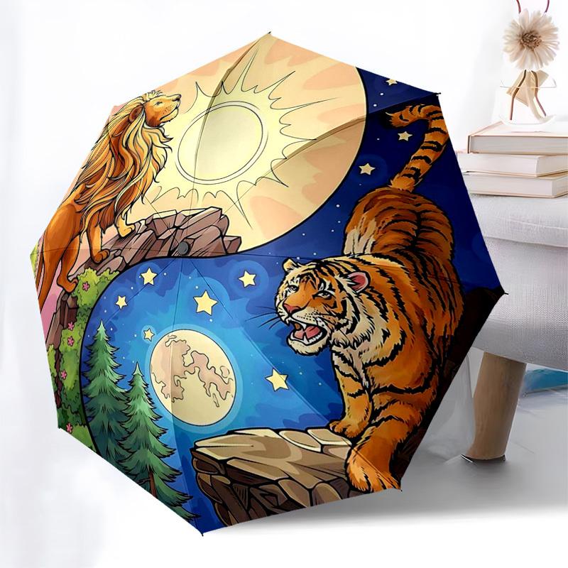 1pc Yin Yang Lion Tiger Auto Open Close Umbrella, Portable Folding Design with 8-Bone Iron Frame, Outdoor Umbrella for Festivals, Fans, Travel, Daily
1pc Yin Yang Lion Tiger Auto Open Close Umbrella, Portable Folding Design with 8-Bone Iron Frame, Outdoor Umbrella for Festivals, Fans, Travel, Daily
