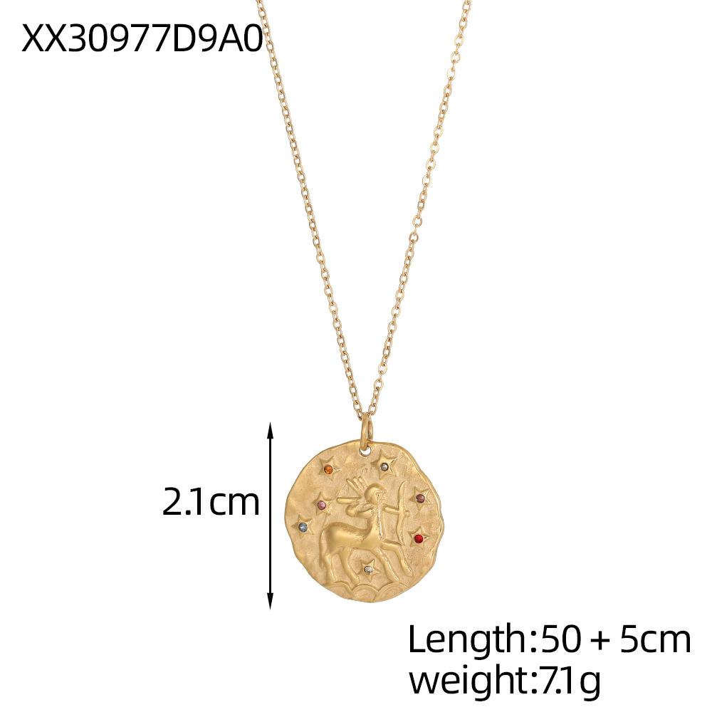 CARLIDANA 12 Zodiac Sign Round Coin Pendant Necklace Jewelry Gold Plated Stainless Steel Embossed Zodiac with Zircon Necklaces
CARLIDANA 12 Zodiac Sign Round Coin Pendant Necklace Jewelry Gold Plated Stainless Steel Embossed Zodiac with Zircon Necklaces