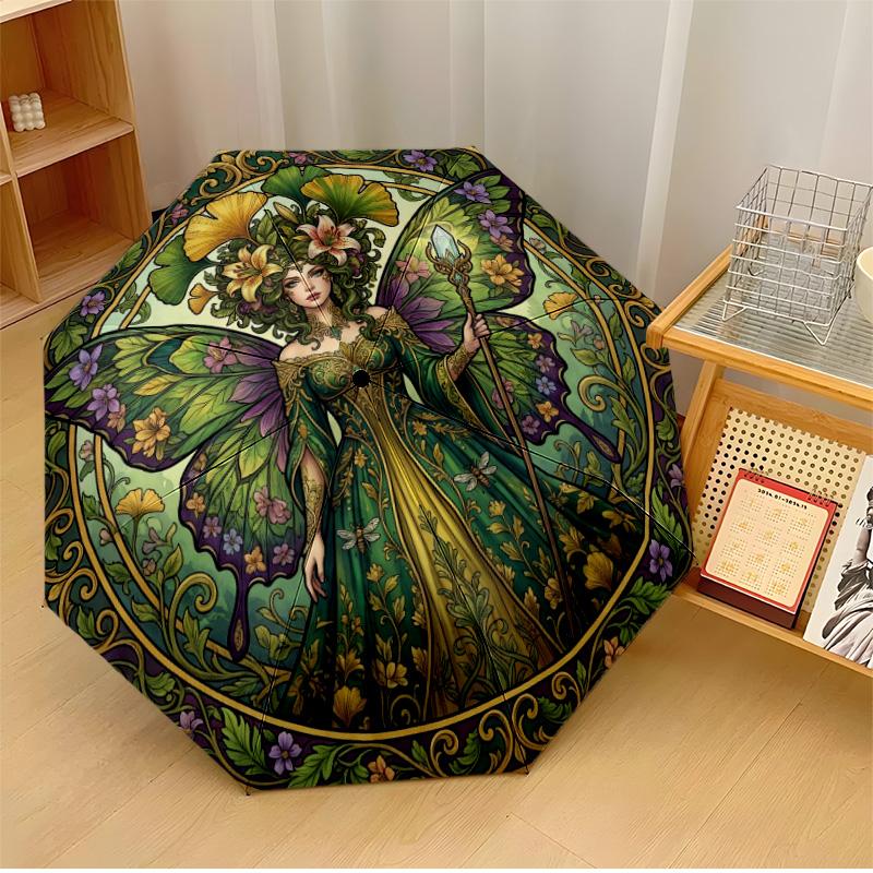 Fairy with Floral Stained Glass Printed umbrella windproof folding umbrella portable sun and rain umbrella suitable for gifting
Fairy with Floral Stained Glass Printed umbrella windproof folding umbrella portable sun and rain umbrella suitable for gifting