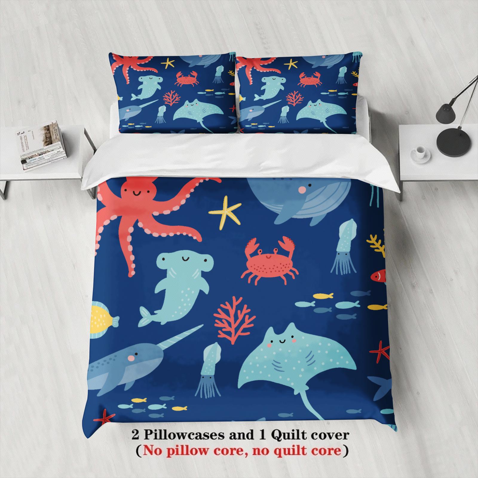 3pcs Ocean Animal Bedding Sets Twin Queen King Full Size 3D Printed Sea Creatures Pattern Duvet Cover Sets With 2 Pillowcases US King(264x229cm)
3pcs Ocean Animal Bedding Sets Twin Queen King Full Size 3D Printed Sea Creatures Pattern Duvet Cover Sets With 2 Pillowcases US King(264x229cm)