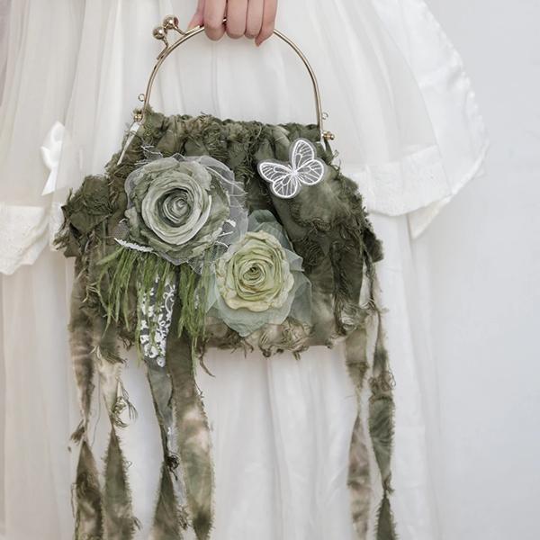 WTEMPO Ретро элегантная маленькая квадратная сумка в китайском стиле уникальная кружевная сумка через плечо маленькая свежая летняя дорожная сумочка 1pc зелёный