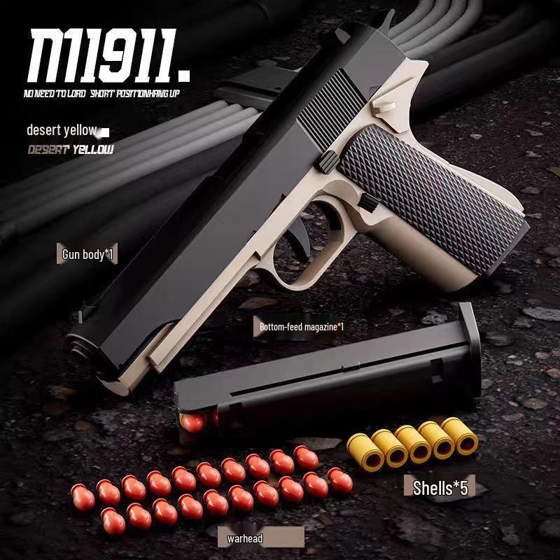 Игрушечный пистолет с блоубэком и режимом стрельбы очередями 1911: Мягкий пулевой Глок и стиль Desert Eagle для мальчиков 6 shells + 10 bullets + 1 magazine
Игрушечный пистолет с блоубэком и режимом стрельбы очередями 1911: Мягкий пулевой Глок и стиль Desert Eagle для мальчиков 6 shells + 10 bullets + 1 magazine