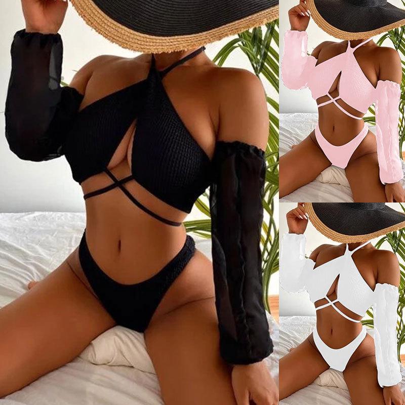 Women s Three-Piece Long Sleeve Bikini Set - Striped and Solid Color Swimsuit Medium білий
Women s Three-Piece Long Sleeve Bikini Set - Striped and Solid Color Swimsuit Medium білий
