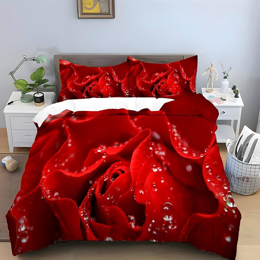 Rose Duvet Cover QueenRomantic Red Floral Bedding SetBotanical Flower Comforter Cover Farmhouse Valentine Blossom Quilt Cover EU Single(135*200cm)3pcs
Rose Duvet Cover QueenRomantic Red Floral Bedding SetBotanical Flower Comforter Cover Farmhouse Valentine Blossom Quilt Cover EU Single(135*200cm)3pcs
