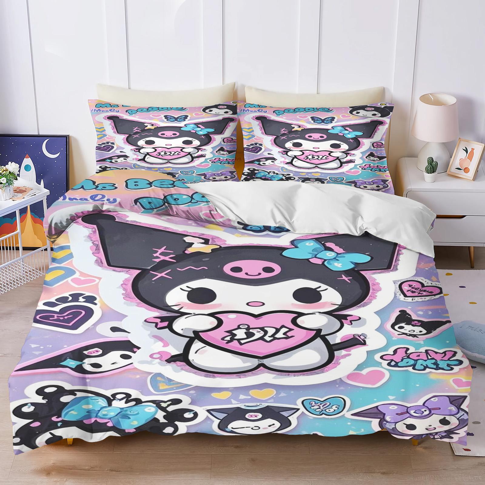 Sanrio Kuromi Comforte Bedroom Printed Cartoon Quilt Cover Bedding Set With Pillowcase Suitable For Children And Adults EU Single(135*200cm)3pcs
Sanrio Kuromi Comforte Bedroom Printed Cartoon Quilt Cover Bedding Set With Pillowcase Suitable For Children And Adults EU Single(135*200cm)3pcs