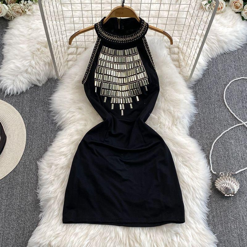 Black Panel Pressing Dress Summer Silm Outwear Halterneck Black M
Black Panel Pressing Dress Summer Silm Outwear Halterneck Black M