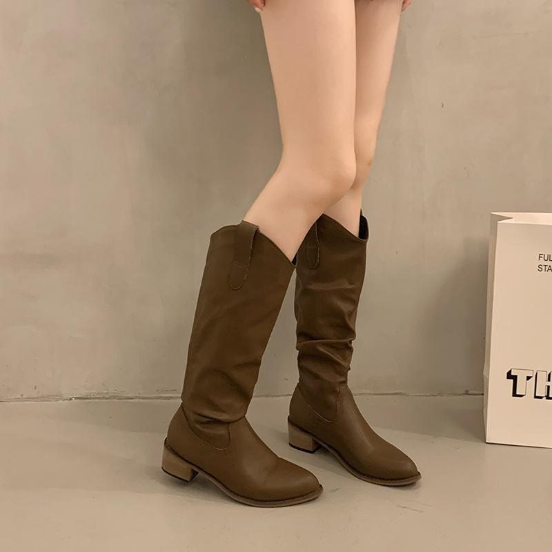 Винтажные коричневые ботильоны средней высоты с широким голенищем, женская обувь, весна, осень, зима, остроносые ковбойские сапоги в западном стиле 40
Винтажные коричневые ботильоны средней высоты с широким голенищем, женская обувь, весна, осень, зима, остроносые ковбойские сапоги в западном стиле 40