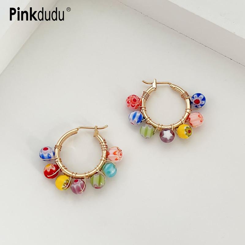 Pinkdudu, корейский стиль, ретро-серьги-кольца с яркими бусинами для девочек, цветные акриловые позолоченные серьги для женщин, ювелирные изделия, подарки PD435
Pinkdudu, корейский стиль, ретро-серьги-кольца с яркими бусинами для девочек, цветные акриловые позолоченные серьги для женщин, ювелирные изделия, подарки PD435