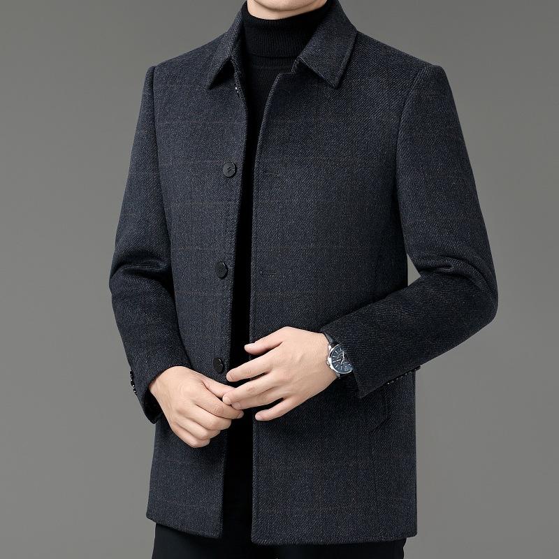 Double-sided sheep cashmere coat men s dad middle-aged woolen lapel plaid coat winter removable down liner 170
Double-sided sheep cashmere coat men s dad middle-aged woolen lapel plaid coat winter removable down liner 170
