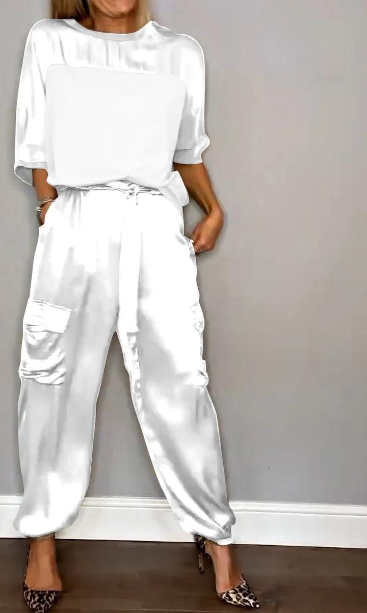 2024 European & American Fashion Women s Satin Half-Sleeved Top & Pants Two-Piece Set S білий
2024 European & American Fashion Women s Satin Half-Sleeved Top & Pants Two-Piece Set S білий