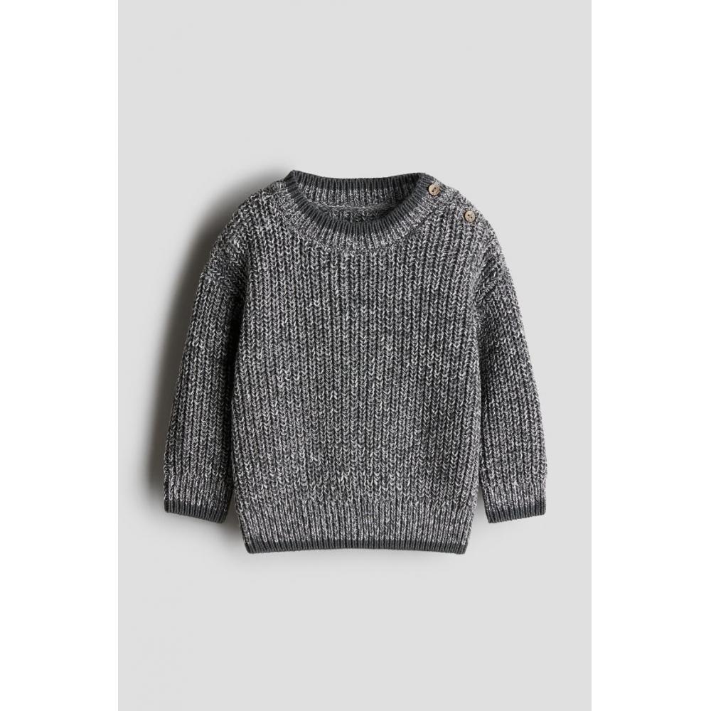 Хлопковый трикотажный свитер HM темно-серого меланжевого цвета
Хлопковый трикотажный свитер HM темно-серого меланжевого цвета