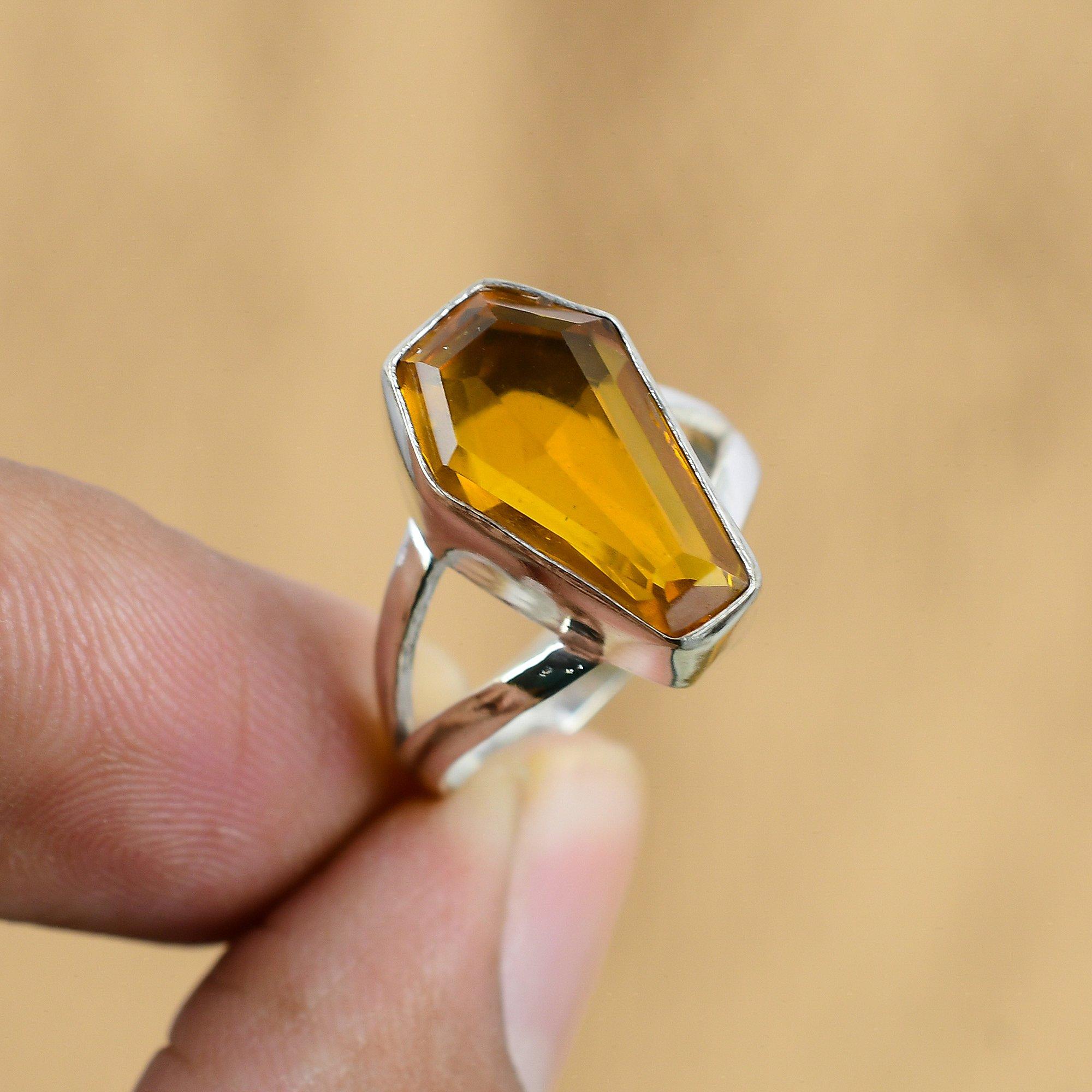 Gift For Women Promise Coffin Ring Size 7.75 925 Silver Natural Citrine Gemstone No
Gift For Women Promise Coffin Ring Size 7.75 925 Silver Natural Citrine Gemstone No
