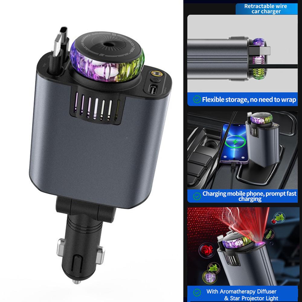 Retractable Car Charger with Aromatherapy 180-Degree Adjustable Design Universal 5-in-1 USB-C Car Charger Essential Oil Diffuser Car Accessories
Retractable Car Charger with Aromatherapy 180-Degree Adjustable Design Universal 5-in-1 USB-C Car Charger Essential Oil Diffuser Car Accessories
