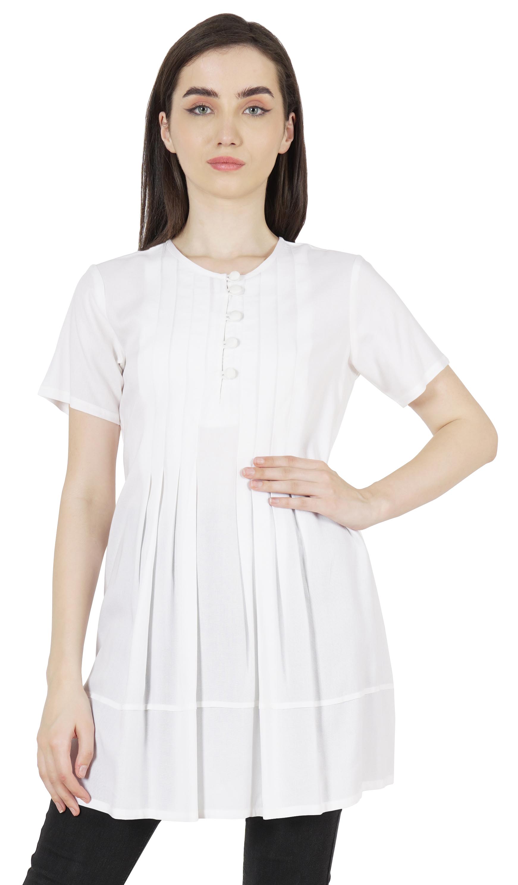 Moomaya Solid Half Button placket Tunic For Womens Casual Round Neck Basic Pleated Long XXL білий
Moomaya Solid Half Button placket Tunic For Womens Casual Round Neck Basic Pleated Long XXL білий