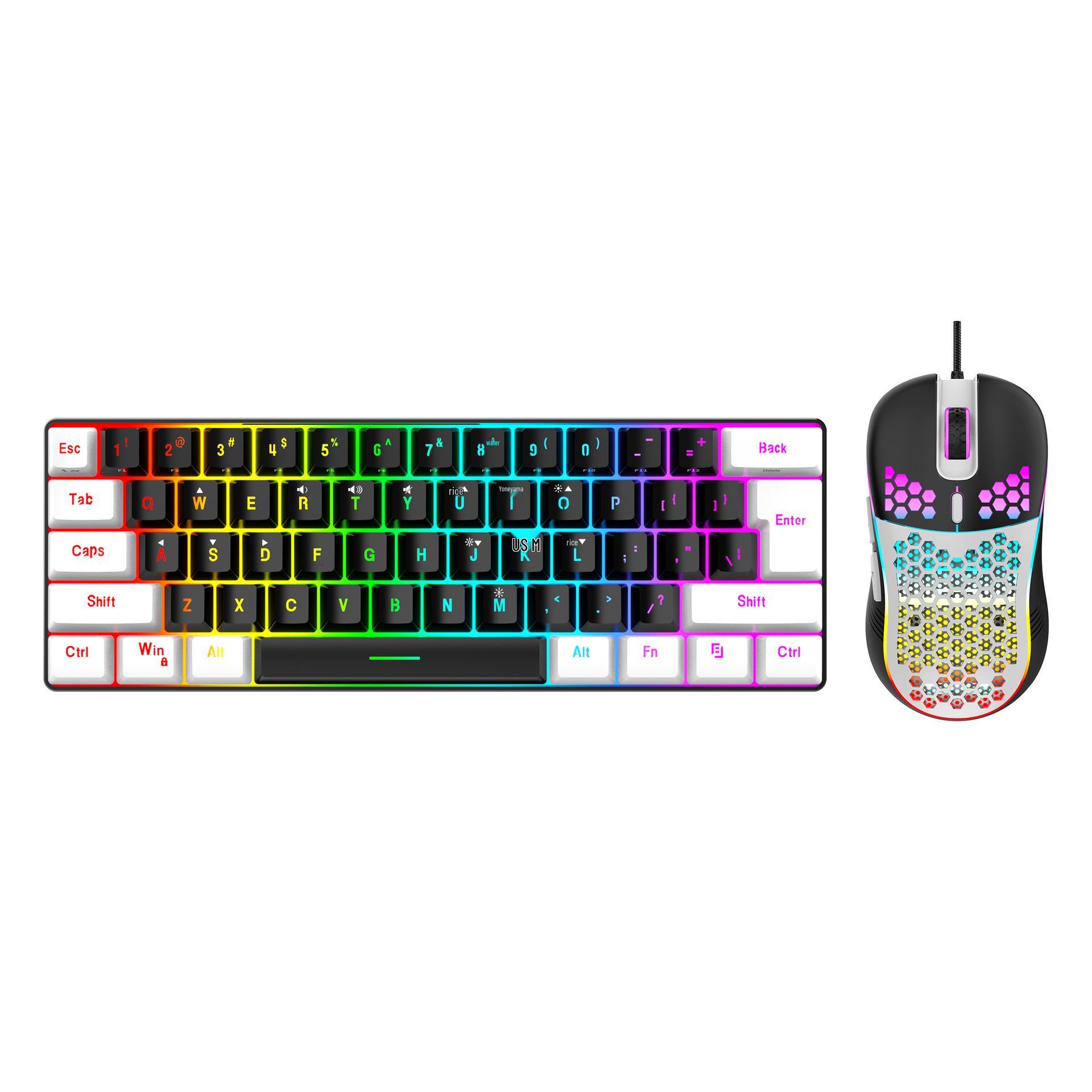Дротова RGB 61-клавішна міні-ігрова клавіатура - Компактна, Механічне відчуття для офісного та портативного використання Black White + Matching Mouse
Дротова RGB 61-клавішна міні-ігрова клавіатура - Компактна, Механічне відчуття для офісного та портативного використання Black White + Matching Mouse