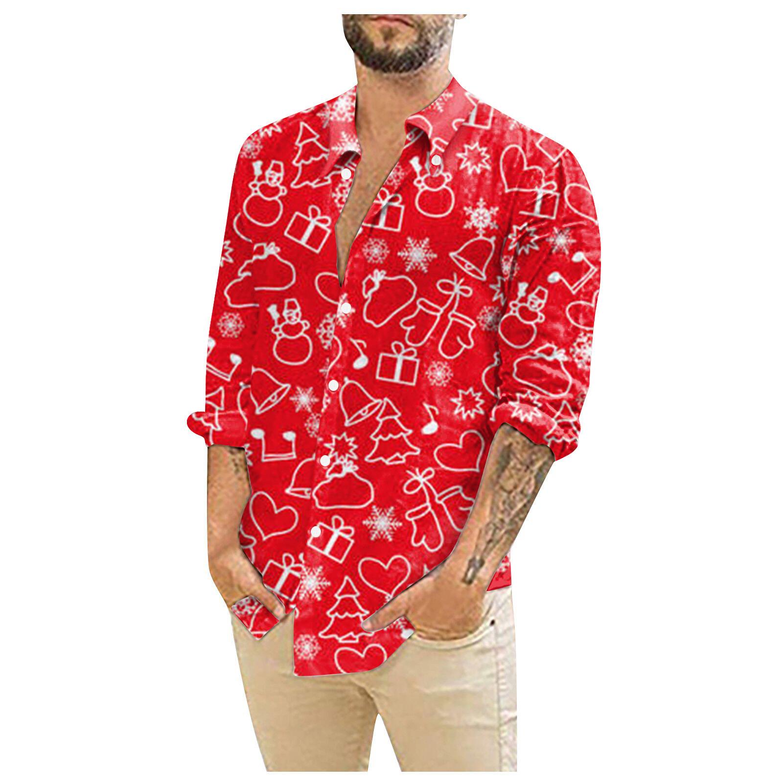 Мужские рождественские рубашки с длинным рукавом и цветочным принтом, топы на пуговицах, забавная милая классическая рубашка с рисунком M винный
Мужские рождественские рубашки с длинным рукавом и цветочным принтом, топы на пуговицах, забавная милая классическая рубашка с рисунком M винный