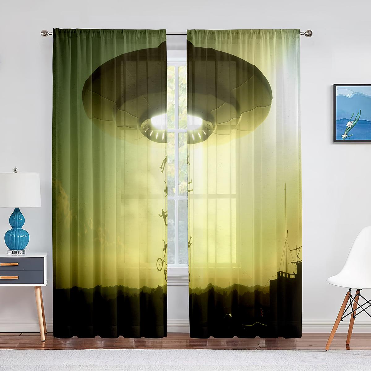 НЛО Ночной пейзаж Научная фантастика Прозрачные вуалевые шторы для гостиной Современные шторы Спальня Тюлевые шторы Оконные драпировки Декор 1 PCS W100XH250cm&Grommet Top
НЛО Ночной пейзаж Научная фантастика Прозрачные вуалевые шторы для гостиной Современные шторы Спальня Тюлевые шторы Оконные драпировки Декор 1 PCS W100XH250cm&Grommet Top