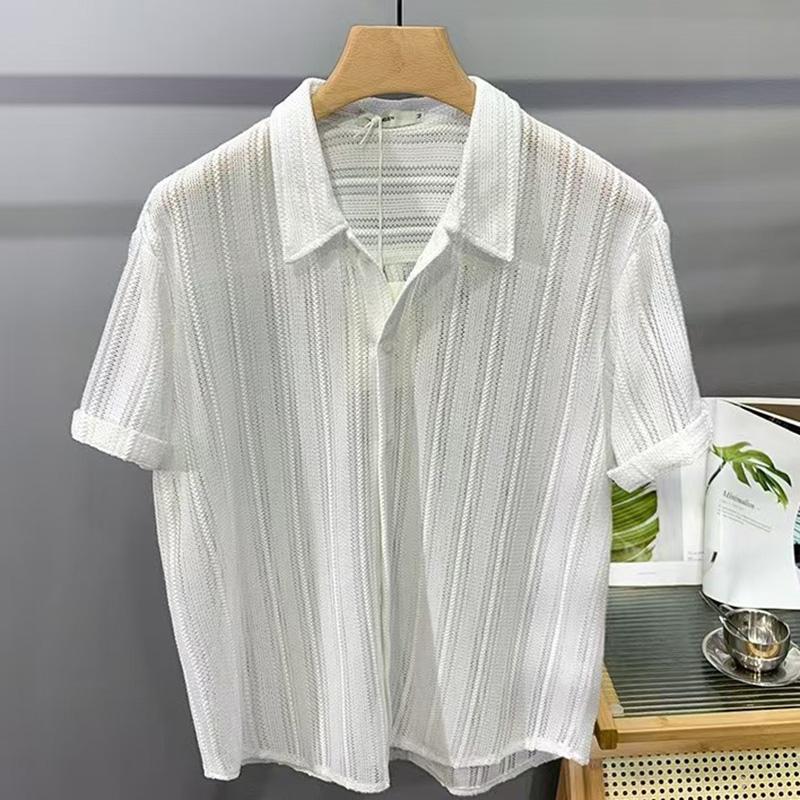 Summer Knitted Hollow Out Shirts Men Button Lapel Short Sleeve Knit Shirt Men s Knitwear Casual Solid Striped Patchwork XXL білий
Summer Knitted Hollow Out Shirts Men Button Lapel Short Sleeve Knit Shirt Men s Knitwear Casual Solid Striped Patchwork XXL білий