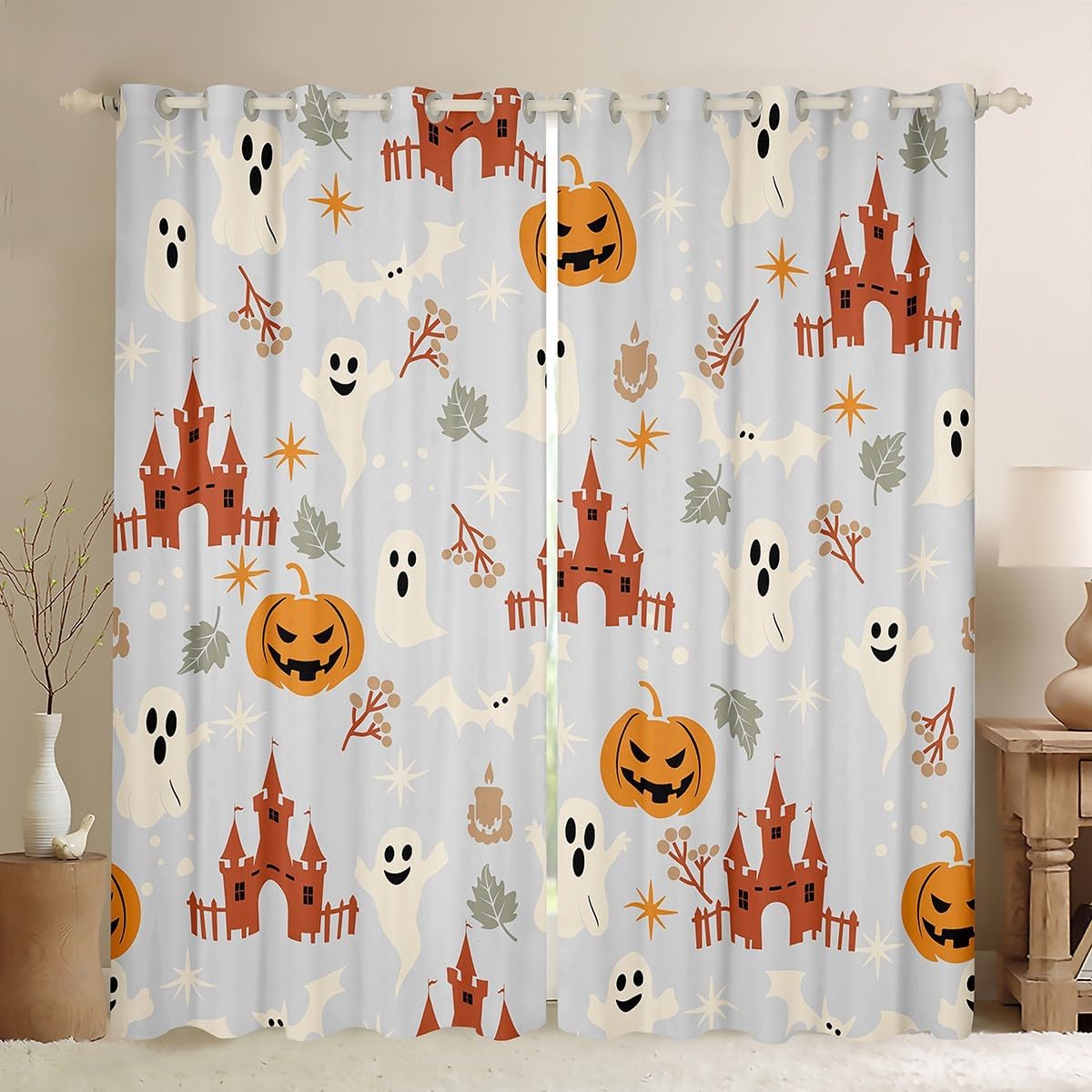 Cute Ghost Curtains Halloween Window Gothic Treatments Drapes Boys Teen Bedroom Living Room Decor Curtain Light Blocking For Sitting Made Of Polyester W100*H130(CM)-Grommet top&2PCS
Cute Ghost Curtains Halloween Window Gothic Treatments Drapes Boys Teen Bedroom Living Room Decor Curtain Light Blocking For Sitting Made Of Polyester W100*H130(CM)-Grommet top&2PCS