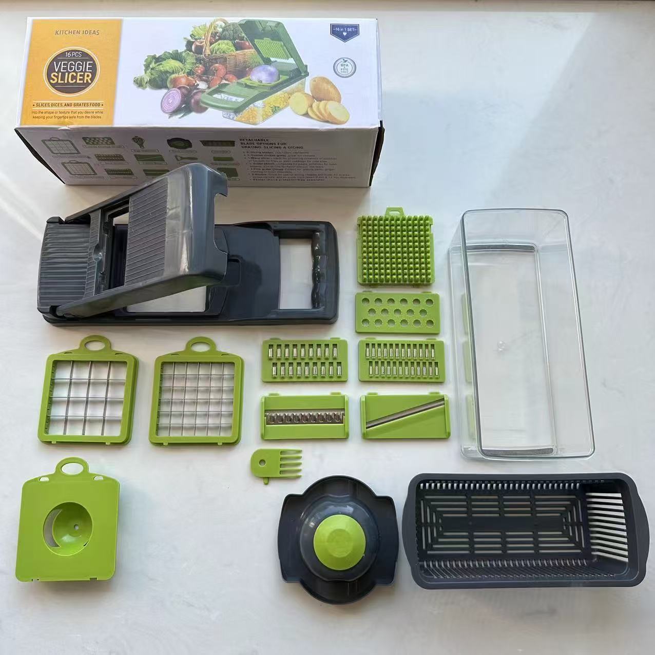 14/16 in 1 Multifunctional Vegetable Chopper Onion Chopper Handle Food Grate Food Chopper Kitchen Vegetable Slicer Dicer Cut QCQ- 16 in 1
14/16 in 1 Multifunctional Vegetable Chopper Onion Chopper Handle Food Grate Food Chopper Kitchen Vegetable Slicer Dicer Cut QCQ- 16 in 1