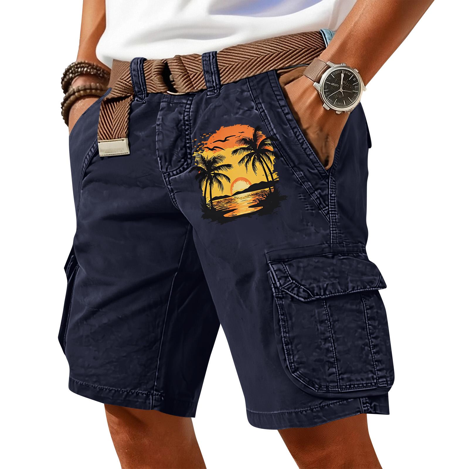 Mens Casual Cargo Shorts with Belt and Tropical Tree Print Loose Fit Multi Pocket Summer Shorts XL тёмно-синий
Mens Casual Cargo Shorts with Belt and Tropical Tree Print Loose Fit Multi Pocket Summer Shorts XL тёмно-синий