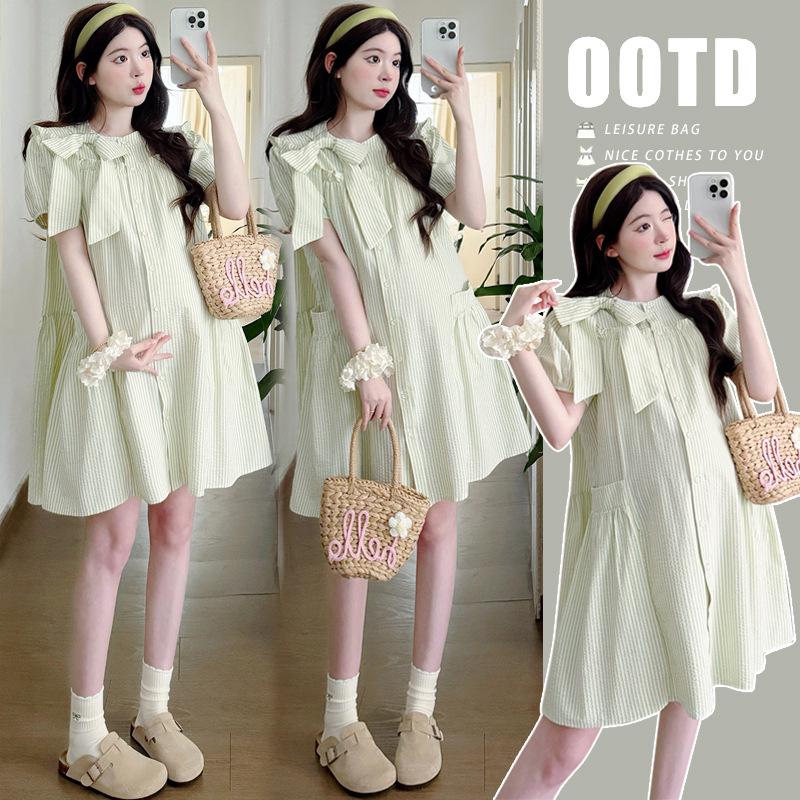 Summer Green Stripe Maternity Dress with Bow - Cute and Youthful Style XL
Summer Green Stripe Maternity Dress with Bow - Cute and Youthful Style XL