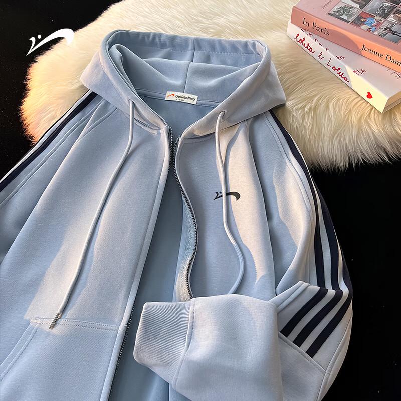 Guirenniao Men s Striped Zipper Hooded Cardigan Sweatshirt M
Guirenniao Men s Striped Zipper Hooded Cardigan Sweatshirt M