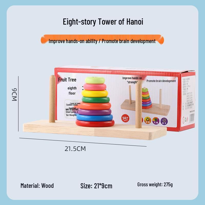 Large Wooden Hano Tower: Eight-Layer, Ten-Drawer Style Stacking Blocks - Rainbow Student Toy
Large Wooden Hano Tower: Eight-Layer, Ten-Drawer Style Stacking Blocks - Rainbow Student Toy