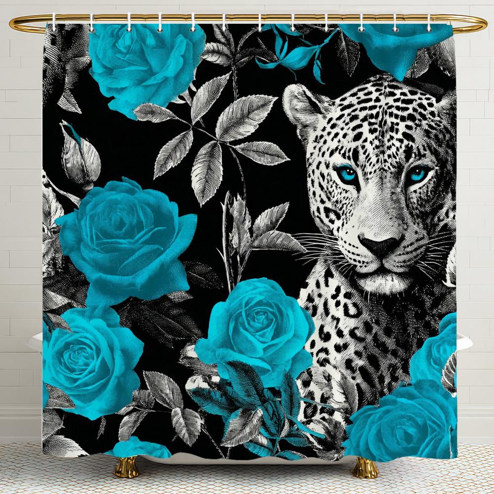 Cougar And Red,Blue Rose Shower Curtain, Animal Pattern Bathroom Decorative Shower Curtain, Printed Shower Curtain With Hooks W60H190(CM)-1 Pcs
Cougar And Red,Blue Rose Shower Curtain, Animal Pattern Bathroom Decorative Shower Curtain, Printed Shower Curtain With Hooks W60H190(CM)-1 Pcs