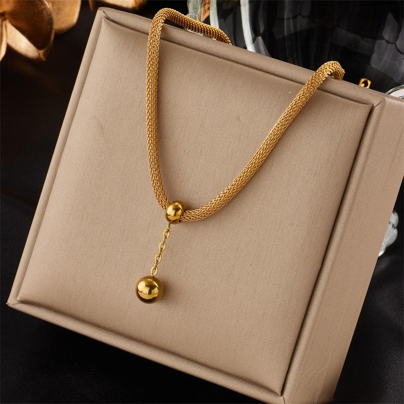 Gold Plated Mesh Chain Necklace with Ball Drop Pendant Fashion Jewelry for Women золотий
Gold Plated Mesh Chain Necklace with Ball Drop Pendant Fashion Jewelry for Women золотий