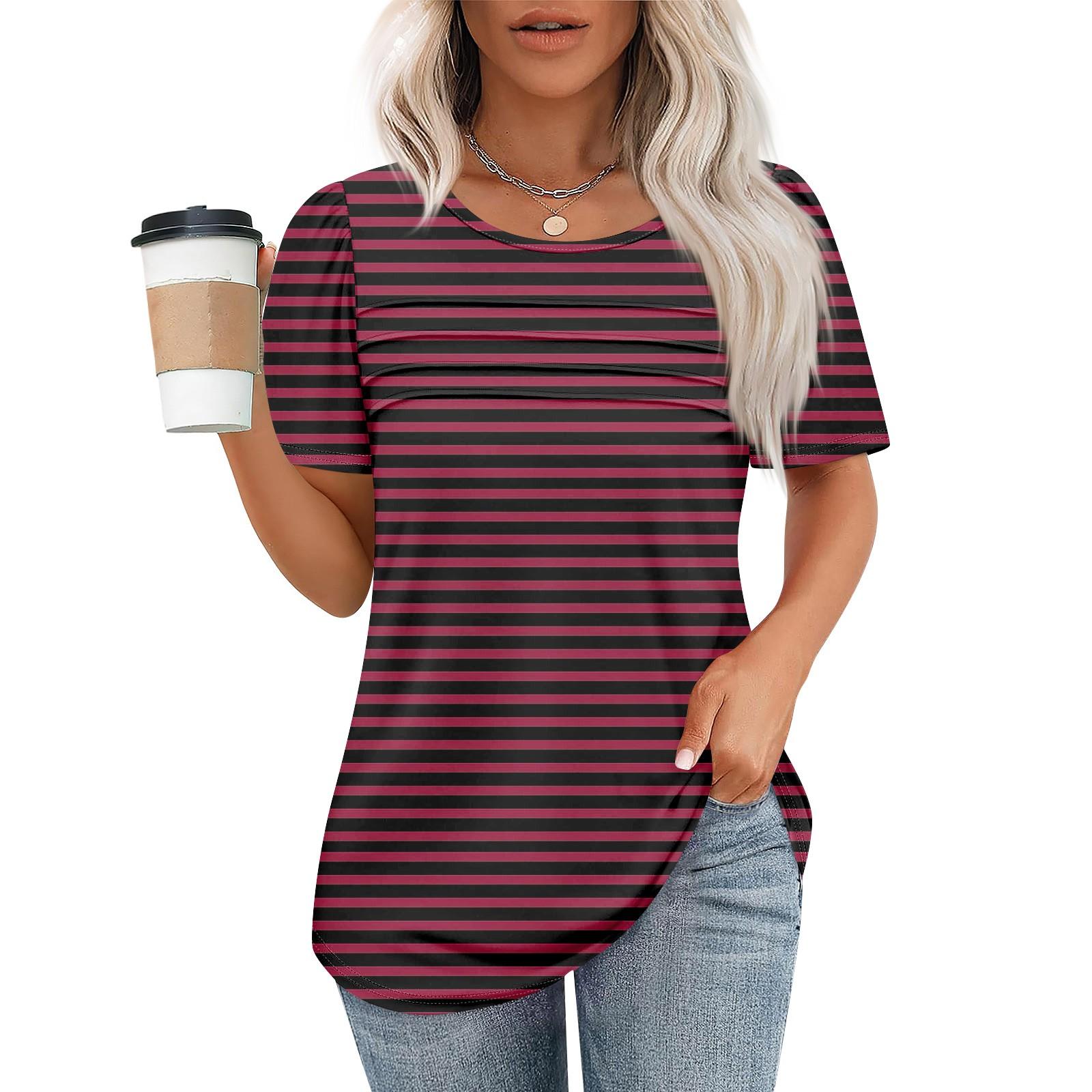 Футболки для женщин, плиссированные, с круглым вырезом, нарядные, повседневные, блузки с принтом, с коротким рукавом, летние топы, свободный крой XL винный
Футболки для женщин, плиссированные, с круглым вырезом, нарядные, повседневные, блузки с принтом, с коротким рукавом, летние топы, свободный крой XL винный