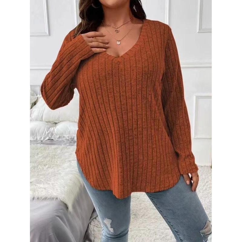 Women s Solid Color Long-sleeved V-neck Plus Size Pit Striped Brushed T-shirt 5XL темно-коричневого кольору
Women s Solid Color Long-sleeved V-neck Plus Size Pit Striped Brushed T-shirt 5XL темно-коричневого кольору