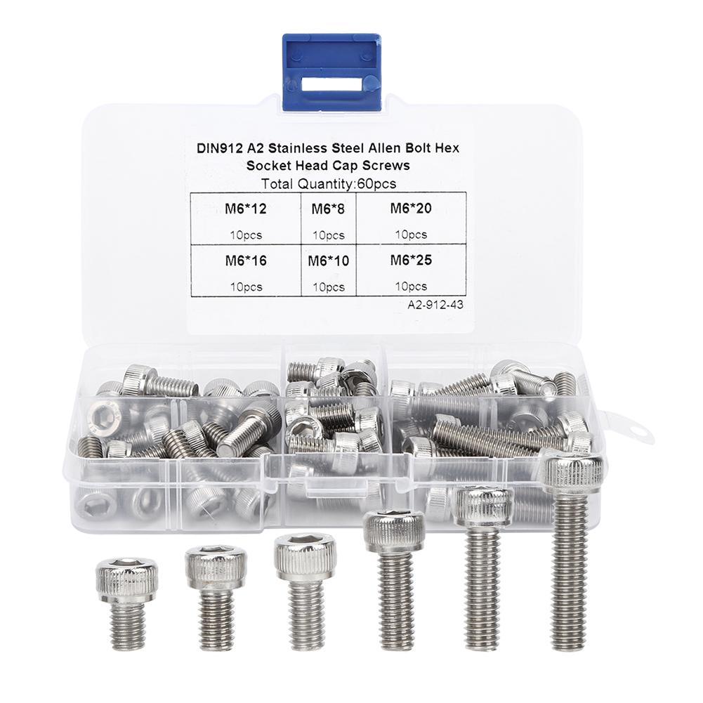 60Pcs Cap Hex Socket Screw Set M6 Stainless Steel Electronics Industry Hardware Fasteners
60Pcs Cap Hex Socket Screw Set M6 Stainless Steel Electronics Industry Hardware Fasteners