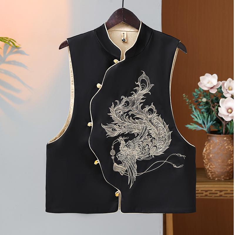 Women s Literary Style Embroidered Vest - Chinese Button, Middle-Aged & Elderly, Ethnic Retro Top for Spring & Autumn XXXXL (135-150 jin) чорний
Women s Literary Style Embroidered Vest - Chinese Button, Middle-Aged & Elderly, Ethnic Retro Top for Spring & Autumn XXXXL (135-150 jin) чорний