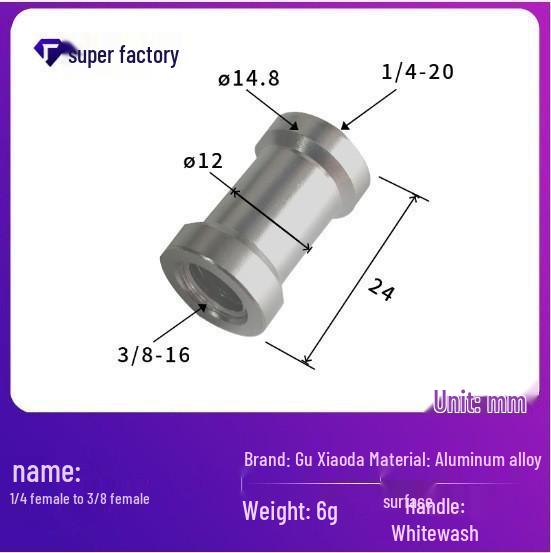 Aluminum Alloy Adapter Screw: 1/4 to 3/8 & 1/4 to 1/4 Flashlight Stand Bracket Conversion
Aluminum Alloy Adapter Screw: 1/4 to 3/8 & 1/4 to 1/4 Flashlight Stand Bracket Conversion