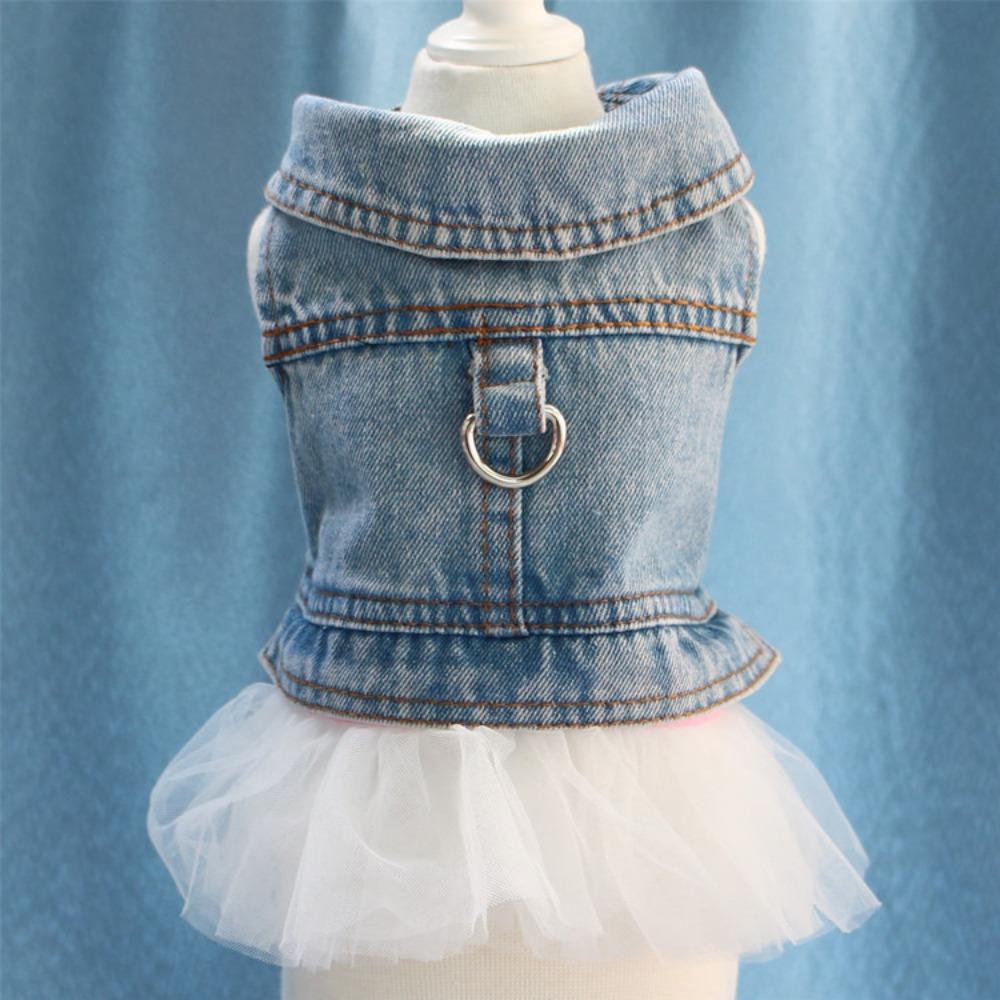 Removable splicing pet small puppy dog clothes princess mesh denim skirt spring, autumn and winter XS
Removable splicing pet small puppy dog clothes princess mesh denim skirt spring, autumn and winter XS