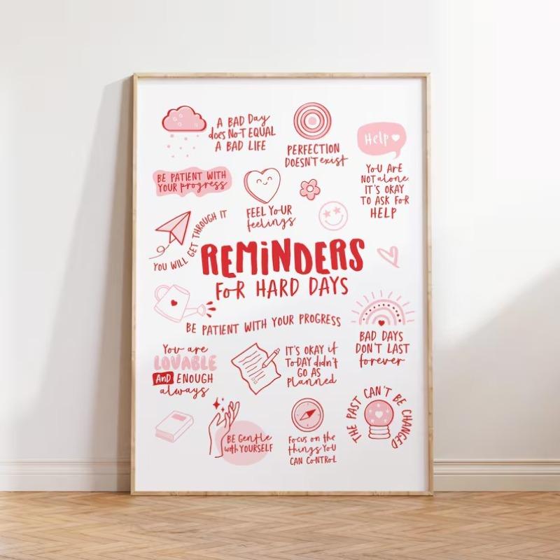 Reminders for Hard Days, Mental Health Office Decor, Therapy Poster, Positive Affirmations, Calming Corner Wall Cavans Art 21X30CMNo Framed
Reminders for Hard Days, Mental Health Office Decor, Therapy Poster, Positive Affirmations, Calming Corner Wall Cavans Art 21X30CMNo Framed
