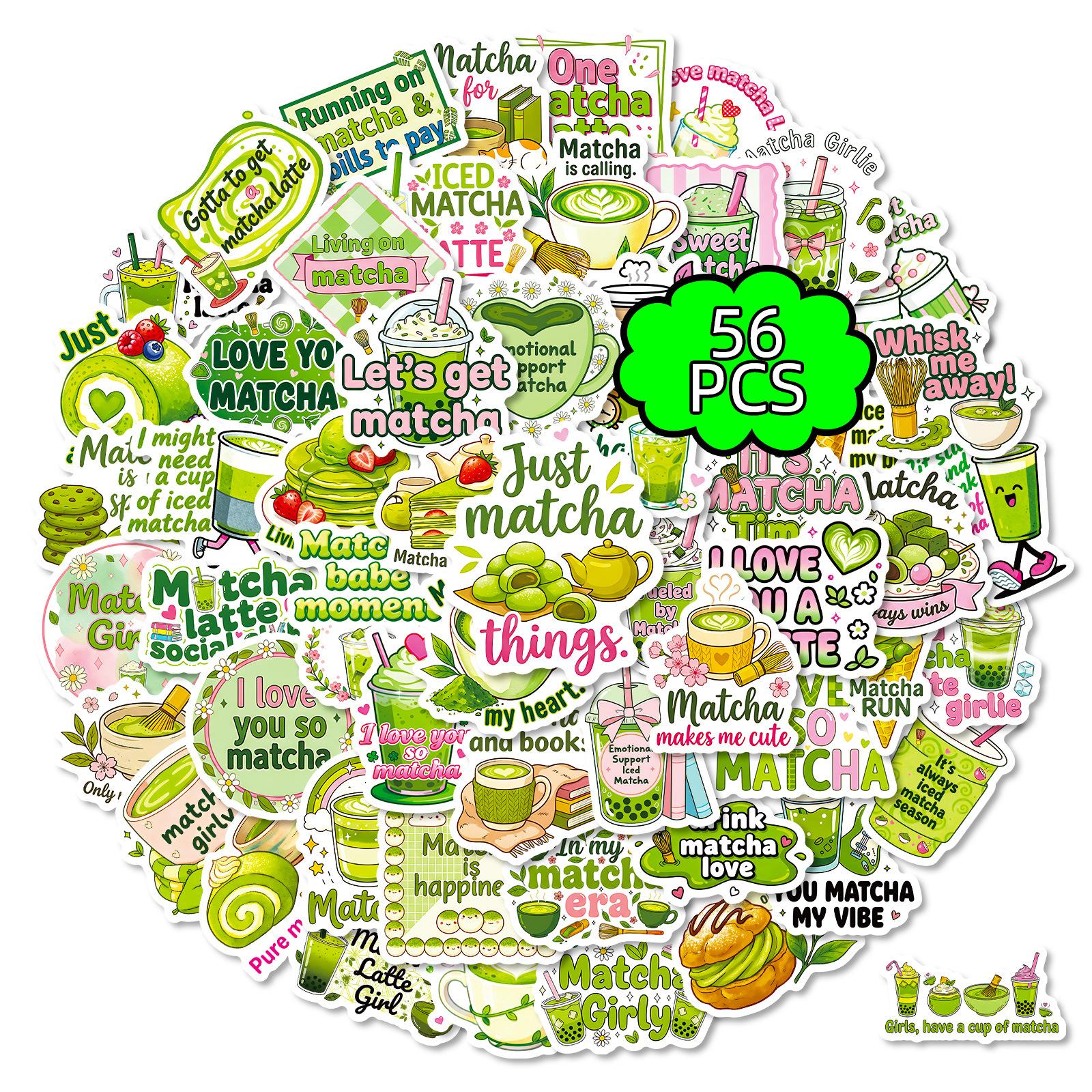 New 56 Matcha Style Cute Stickers, Tea Drinks Dessert Fun Phrases Hand Account Diy Matcha Control Vitality Decorative Stickers
New 56 Matcha Style Cute Stickers, Tea Drinks Dessert Fun Phrases Hand Account Diy Matcha Control Vitality Decorative Stickers
