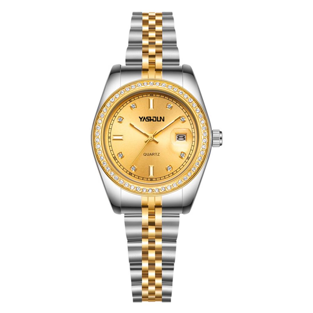 YASHIDUN 5068 Stylish Women Quartz Watch Steel Strap Rhinestone Decor Luminous Watch Gold Dial
YASHIDUN 5068 Stylish Women Quartz Watch Steel Strap Rhinestone Decor Luminous Watch Gold Dial