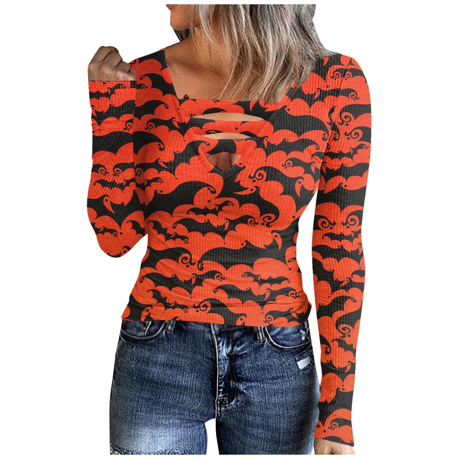 Женская футболка, модная повседневная футболка с v-образным вырезом и принтом на Хэллоуин, тонкий топ с длинными рукавами L оранжевый
Женская футболка, модная повседневная футболка с v-образным вырезом и принтом на Хэллоуин, тонкий топ с длинными рукавами L оранжевый