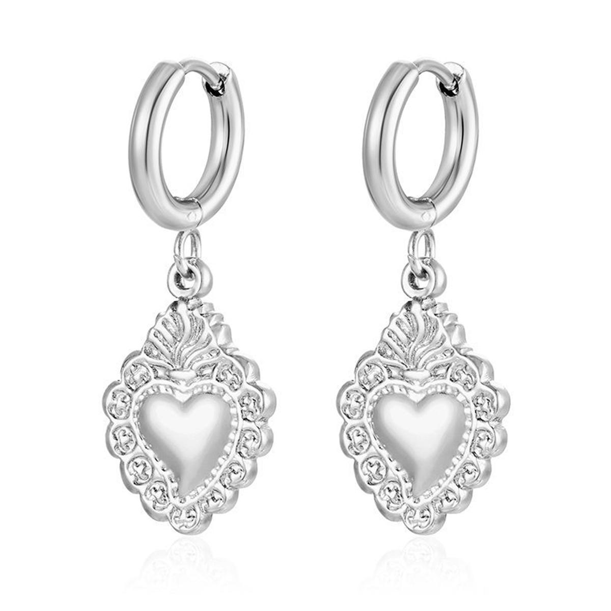 Heart Pendant Hoop Earrings for Women Stainless Steel Dangling Earrings Female Tassel Charms Round Ears Piercing Fashion Zircon
Heart Pendant Hoop Earrings for Women Stainless Steel Dangling Earrings Female Tassel Charms Round Ears Piercing Fashion Zircon