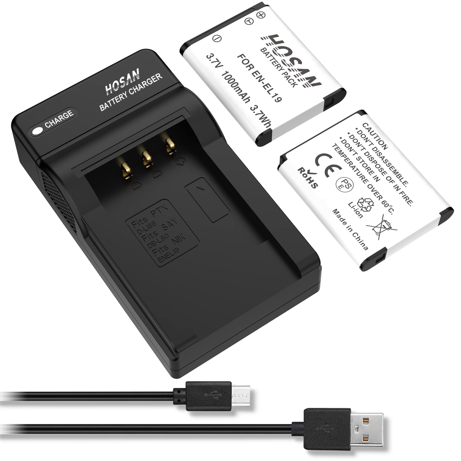 HOSAN Genuine Compatible Cameras USB Charger Compatible with Nikon and Nikon Coolpix and S6800 EN-EL19 (2-Pack) + EN-EL19 S32, S33, S100, S2800, чорний
HOSAN Genuine Compatible Cameras USB Charger Compatible with Nikon and Nikon Coolpix and S6800 EN-EL19 (2-Pack) + EN-EL19 S32, S33, S100, S2800, чорний